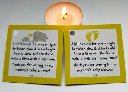 Baby Shower Vanilla Tealight Candle Favours | Blue, Pink & Yellow | Pack of 1–150