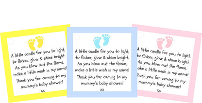 Baby Shower Vanilla Tealight Candle Favours | Blue, Pink & Yellow | Pack of 1–150