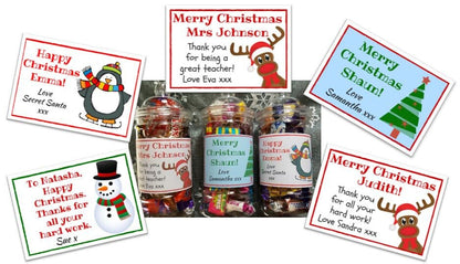 Personalised Christmas Sweet Jar | Filled with Sweets or Chocolates | Festive Gift