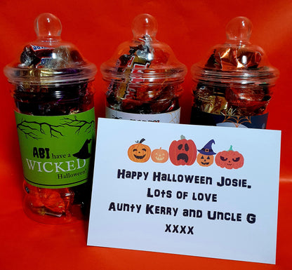 Personalised Halloween Sweet Jar | Filled with Sweets or Chocolates | Trick or Treat Gift