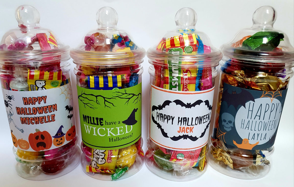 Personalised Halloween Sweet Jar | Filled with Sweets or Chocolates | Trick or Treat Gift