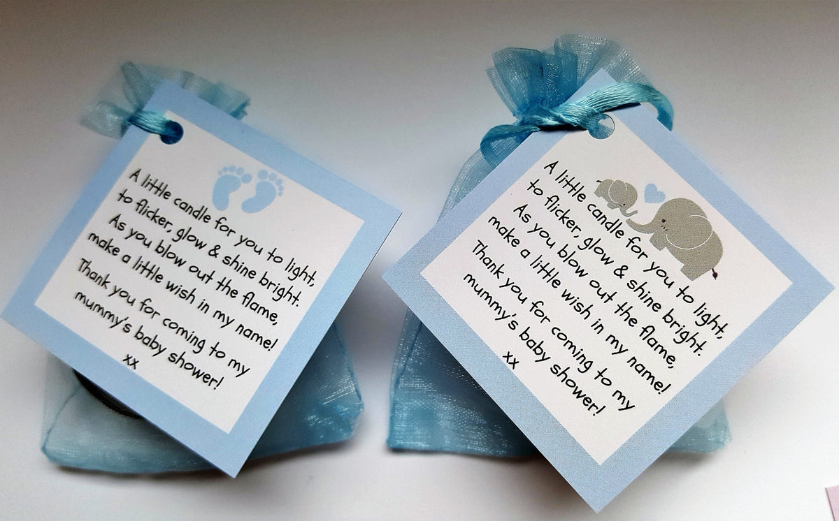 Baby Shower Vanilla Tealight Candle Favours | Blue, Pink & Yellow | Pack of 1–150
