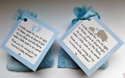 Baby Shower Vanilla Tealight Candle Favours | Blue, Pink & Yellow | Pack of 1–150