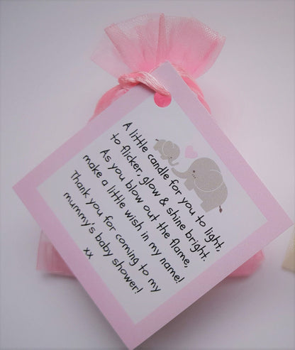 Baby Shower Vanilla Tealight Candle Favours | Blue, Pink & Yellow | Pack of 1–150