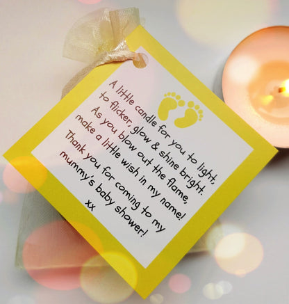 Baby Shower Vanilla Tealight Candle Favours | Blue, Pink & Yellow | Pack of 1–150